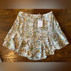 Lauren Conrad LC MINI Skirt Womens Large Pull On Floral NEW Side Zip Ruffle Boho